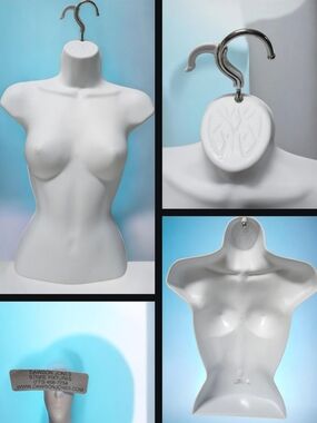 White Female 1/2 Torso Display Mannequin with Metal Hook